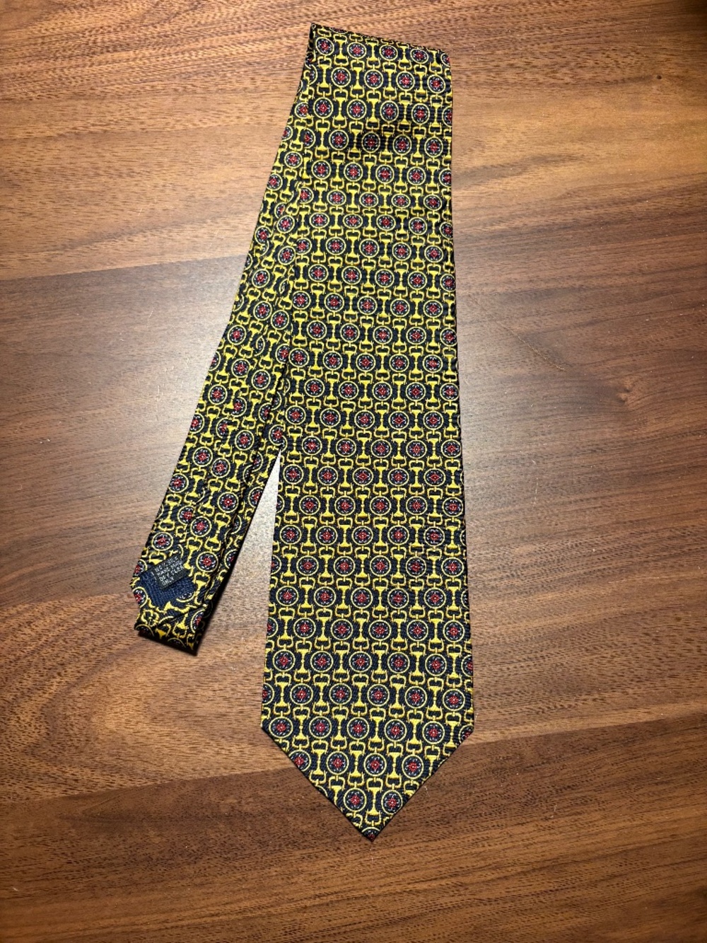 Sandro 100% silk tie with horse bit pattern